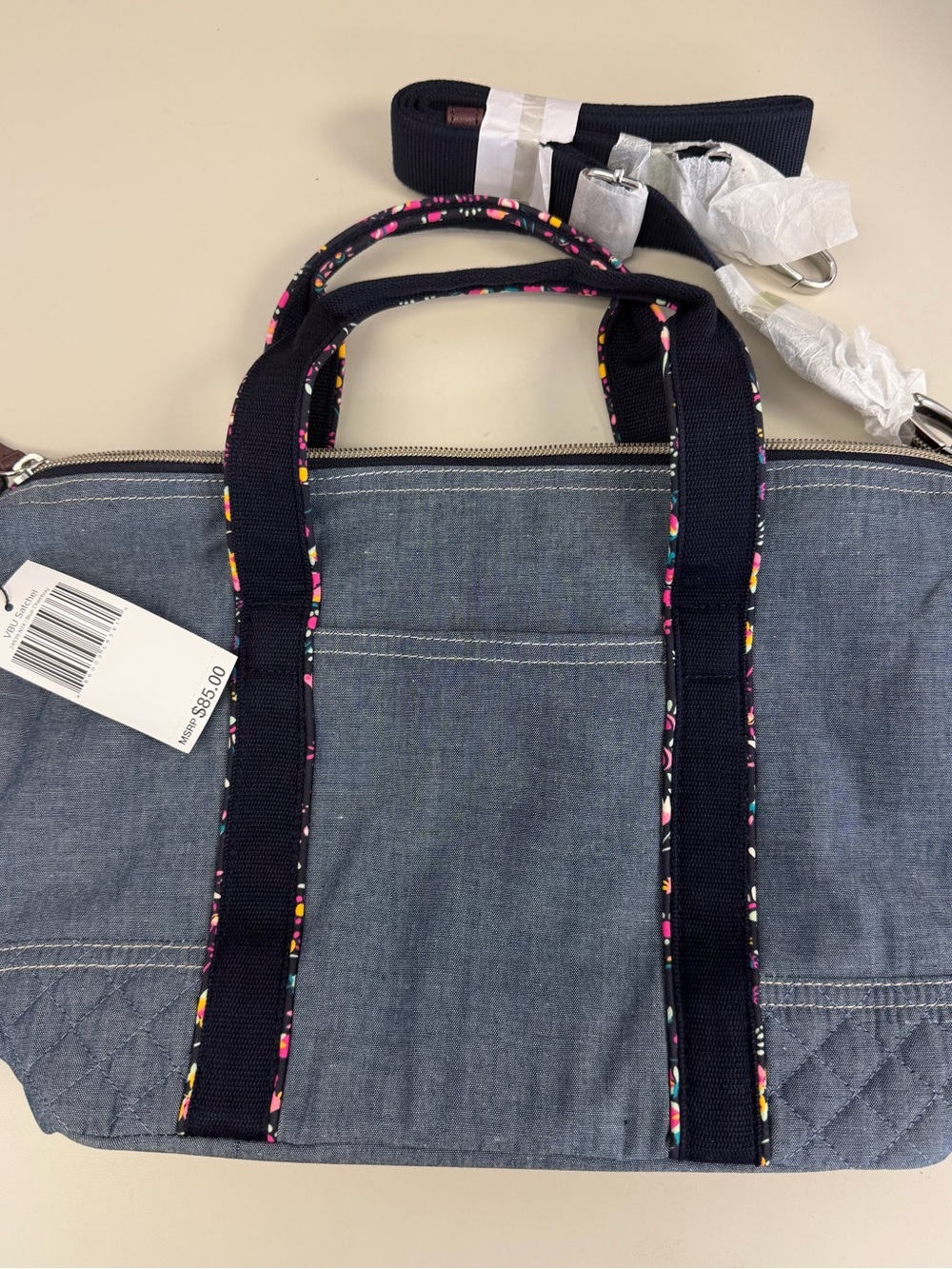 NWT Vera Bradley VBU Satchel Blue Chambray - Picture 3 of 8